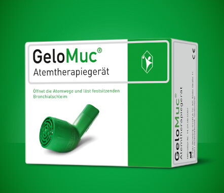 Atemtherapiegerät GeloMuc® zur Mobilisation von festsitzendem Schleim aus den Bronchien und Atemwegen.